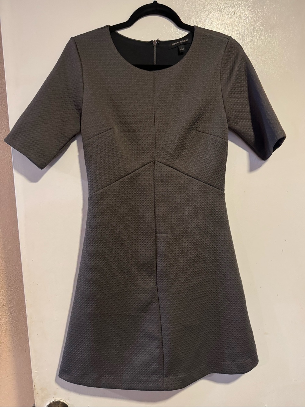 Banana Republic Gray Textured Fit Flare A Line Dress Size 4